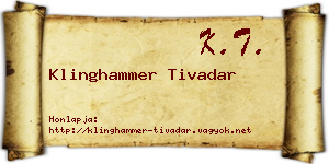 Klinghammer Tivadar névjegykártya