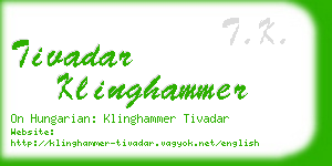 tivadar klinghammer business card
